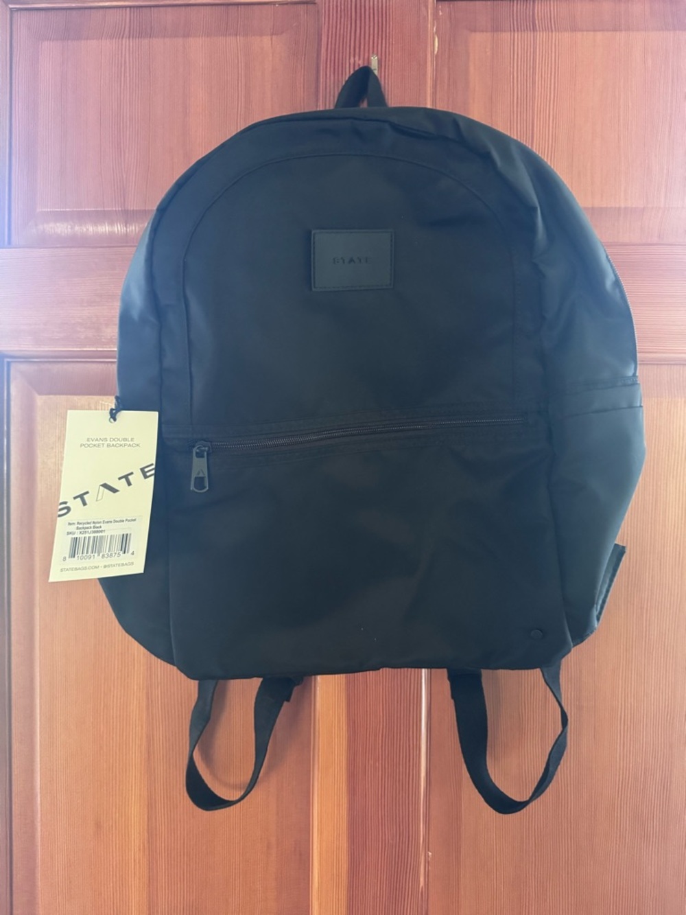 STATE Black Minimalist Nylon Backpack